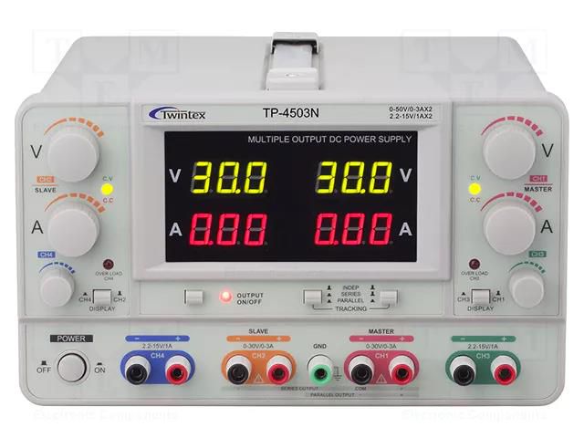 Power supply: laboratory; linear,multi-channel; 0÷50VDC; 0÷3A TWINTEX TP-4503N