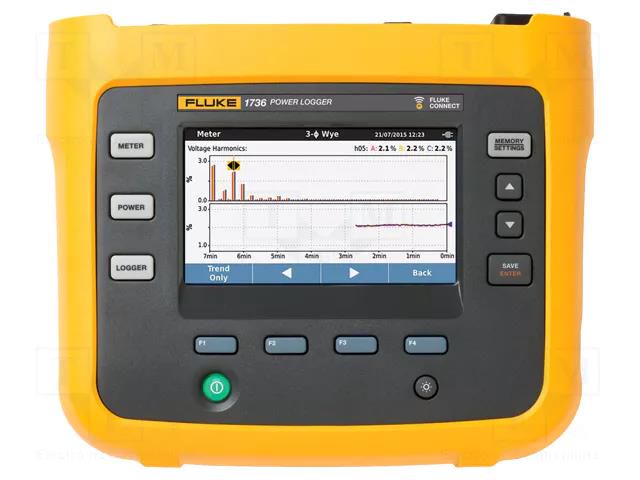 Meter: power logger; colour,LCD TFT 4,3"; Network: three-phase FLUKE FLK-1736BASIC