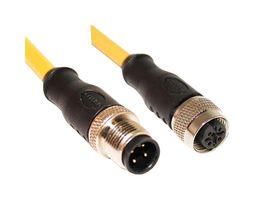 M12 CORDSET, 4-POS MALE STRAIGHT-FEMALE STRAIGHT, 22 AWG, 6M 68AK2077 C4AC05M006