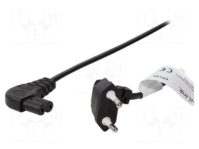 Cable; CEE 7/16 (C) plug angled,IEC C7 female angled; 0.75m LOGILINK CP134