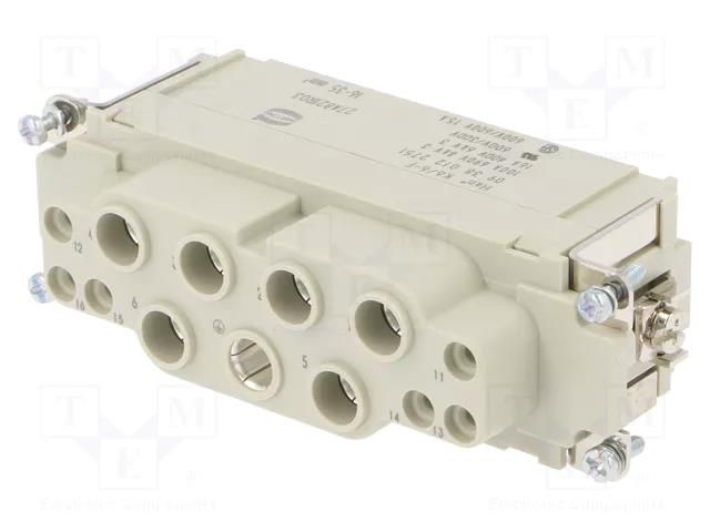 Connector: HDC; contact insert; female; 16A,100A; 400V,690V HARTING 09380122751