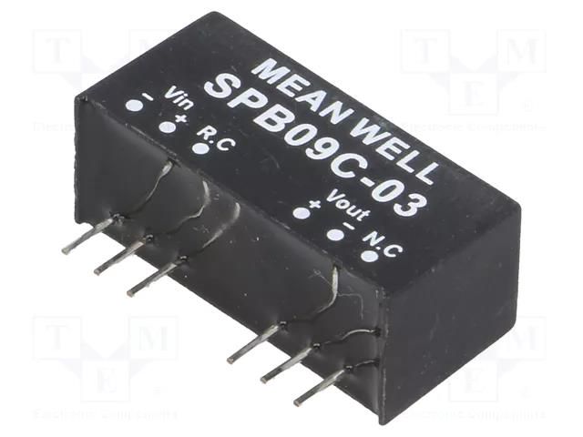 Converter: DC/DC; 9W; Uin: 36÷75VDC; Uout: 3.3VDC; Iout: 0÷2000mA MEAN WELL SPB09C-03