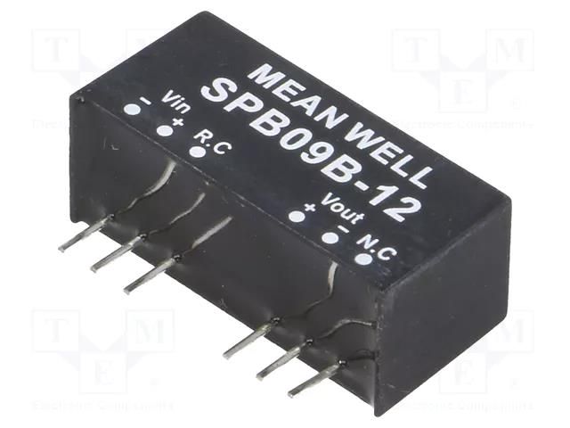 Converter: DC/DC; 9W; Uin: 18÷36VDC; Uout: 12VDC; Iout: 0÷750mA; SIP8 MEAN WELL SPB09B-12