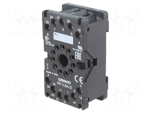 Socket; for DIN rail mounting; Electr.connect: round socket; MKS OMRON PF113A-D