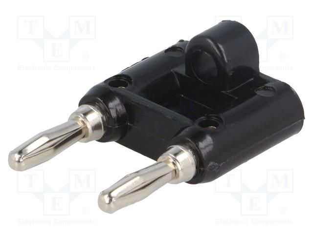 Connector: 4mm banana; stackable safety shunt; 15A; black; 41mm MUELLER ELECTRIC BU-00247-0