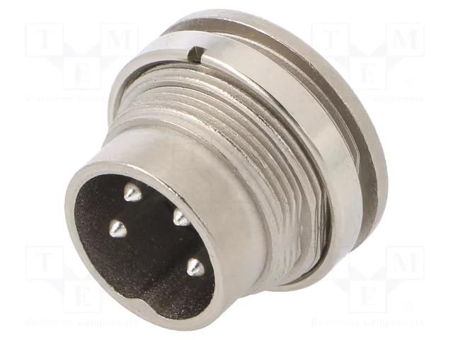 Connector: M16; socket; male; PIN: 4; 5A; 300V; C091A; soldering; IP40 AMPHENOL C091-T3302-100