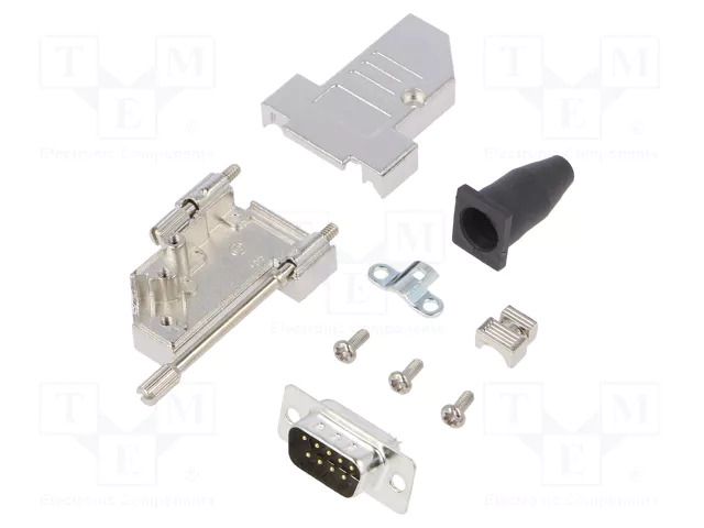 Connector: D-Sub; PIN: 9; plug; male; soldering; for cable; black ENCITECH DTSL09-S-JSRGDMP-K