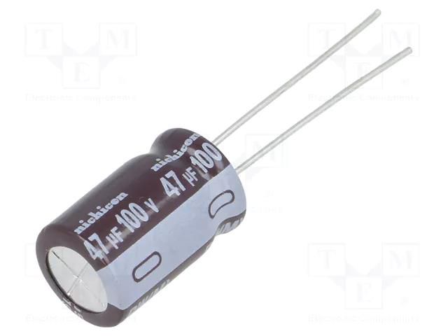 Capacitor: electrolytic; low ESR; THT; 47uF; 100VDC; Ø10x17.5mm NICHICON UPW2A470MPD1TD