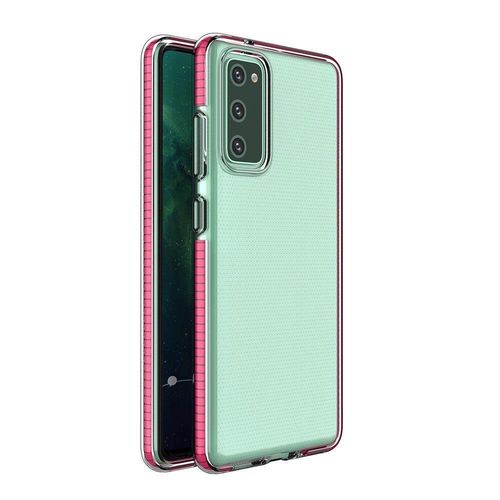 Spring Case clear TPU gel protective cover with colorful frame for Samsung Galaxy A72 4G light pink, Hurtel 5907769324802 5907769324802