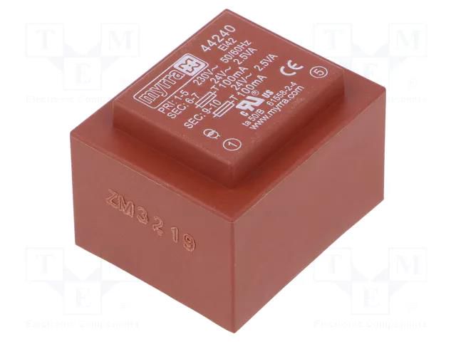 Transformer: encapsulated; 5VA; 230VAC; 24V; 24V; 104mA; 104mA; PCB MYRRA MYRRA-44240