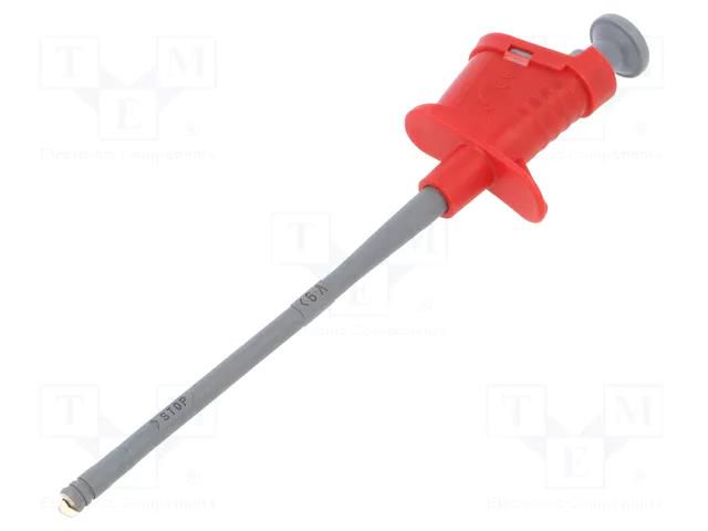 Clip-on probe; hook type; 6A; red; Plating: nickel plated; 4mm SCHÜTZINGER SKPS8334NI-RT