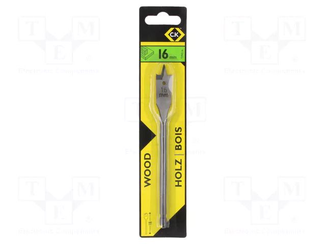 Drill bit; for wood; Ø: 16mm; L: 160mm; high speed steel; 1pcs; Flat C.K CK-T2942-16