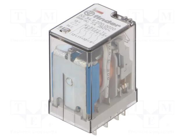 Relay: electromagnetic; 4PDT; Ucoil: 220VDC; Icontacts max: 7A FINDER 55.34.9.220.0020