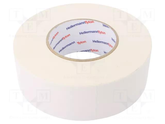 Tape: textile; W: 50mm; L: 50m; Thk: 0.31mm; white; 64N/cm; 10%; cotton HELLERMANNTYTON HTAPE-TEX-50X50WH