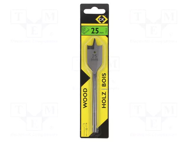 Drill bit; for wood; Ø: 25mm; L: 160mm; high speed steel; 1/4"; Flat C.K CK-T2942-25