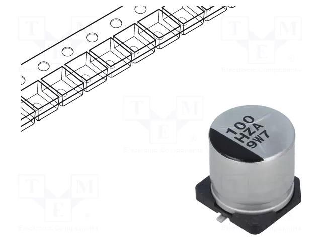 Capacitor: hybrid; 100uF; 50VDC; ESR: 28mΩ; ZA; SMD; ±20%; -55÷105°C PANASONIC EEHZA1H101P