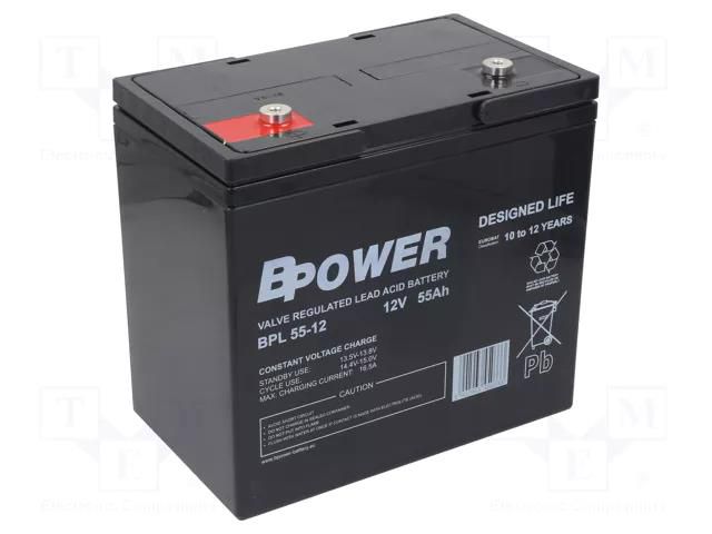 Re-battery: acid-lead; 12V; 55Ah; AGM; maintenance-free; 17kg; BPL BPOWER ACCU-BPL55-12/BP