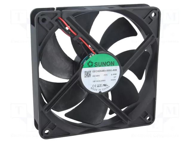 Fan: DC; axial; 48VDC; 120x120x25mm; 127.42m3/h; 34dBA; ball; 24AWG SUNON EEC0254B3-A99