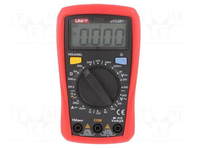 Digital multimeter; LCD; VDC: 200mV,2V,20V,200V,600V UNI-T UT33B+