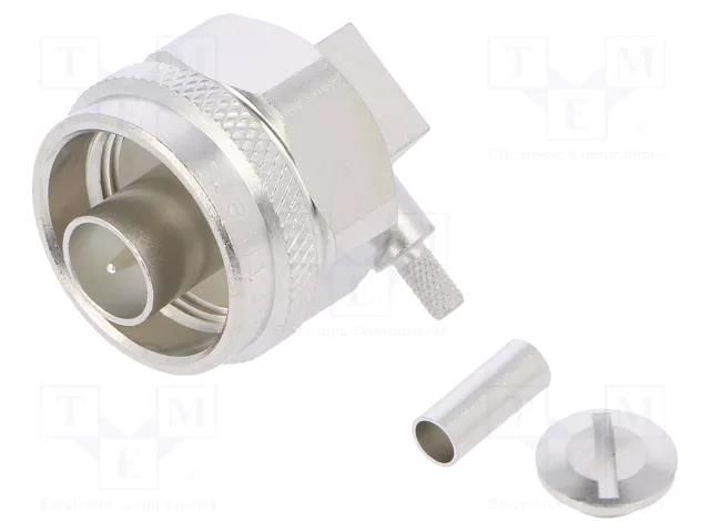 Connector: N; plug; male; angled 90°; 50Ω; soldering,crimped; PTFE TELEGÄRTNER J01020A0040