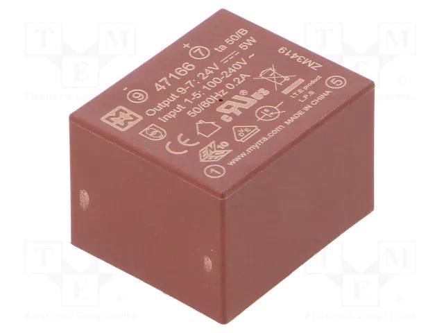 Converter: AC/DC; 5W; Uin: 85÷265VAC,120÷370VDC; Uout: 24VDC; 80% MYRRA MYRRA-47166