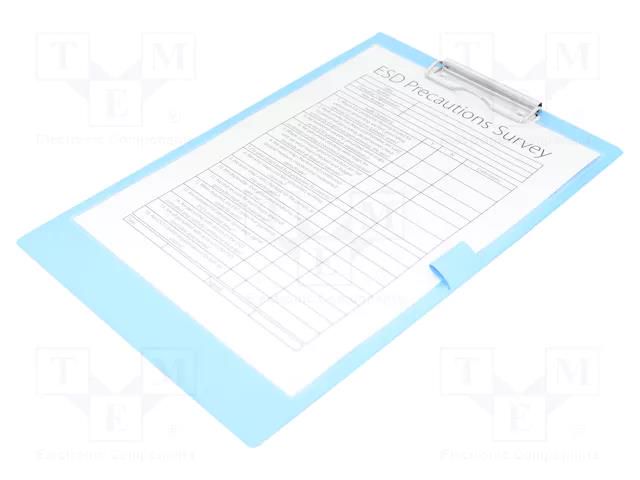 Clipboard; ESD; A4; 1pcs; Application: for storing documents; PVC ANTISTAT ATS-105-0006