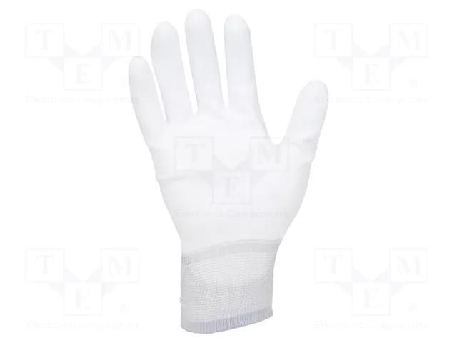 Protective gloves; ESD; L; polyamide; white; <100MΩ ANTISTAT ATS-109-0005-P