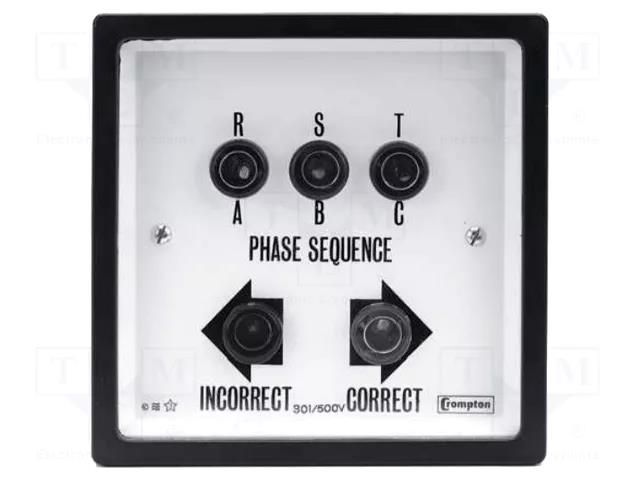 Tester: phase sequence; mounting; on panel; LED; 151÷300VDC; IP40 CROMPTON - TE CONNECTIVITY 243-12PG-01