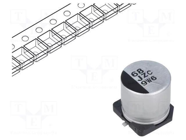 Capacitor: hybrid; 68uF; 63VDC; ESR: 30mΩ; ZC; SMD; ±20%; -55÷125°C PANASONIC EEHZC1J680P