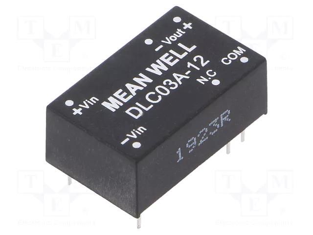 Converter: DC/DC; 3W; Uin: 9÷18VDC; Uout: 12VDC; Uout2: -12VDC; DIP16 MEAN WELL DLC03A-12