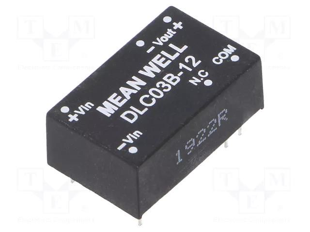 Converter: DC/DC; 3W; Uin: 18÷36VDC; Uout: 12VDC; Uout2: -12VDC; THT MEAN WELL DLC03B-12