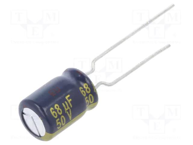 Capacitor: electrolytic; low ESR; THT; 68uF; 50VDC; Ø8x11.5mm; ±20% PANASONIC EEUFC1H680B