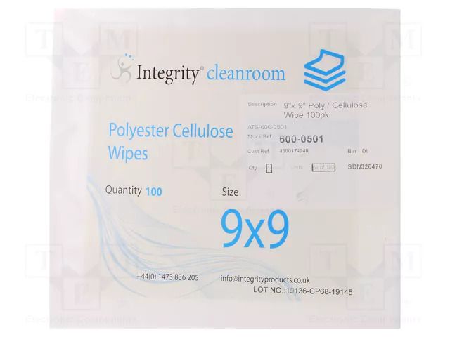 Cleaning cloth: cloth; dry; 100pcs; 228.6x228.6mm; cleanroom ANTISTAT ATS-600-0501