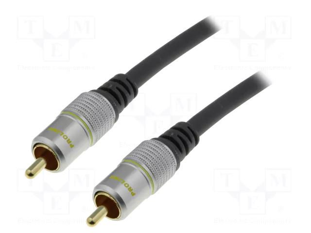 Cable; RCA plug,both sides; 0.5m; Plating: gold-plated; black PROLINK TCV3010-0.5