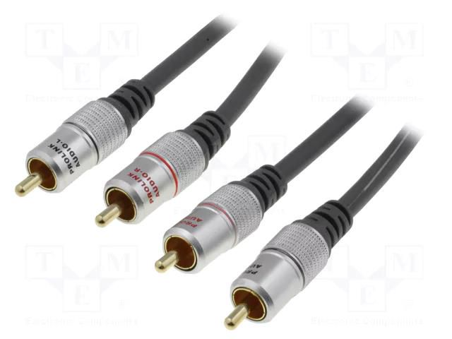 Cable; RCA plug x2,both sides; 0.5m; black PROLINK TCV4270-0.6