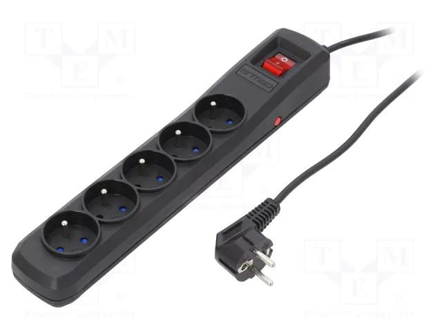 Plug socket strip: protective; Sockets: 5; 250VAC; 10A; black ARMAC R5/CZ/50