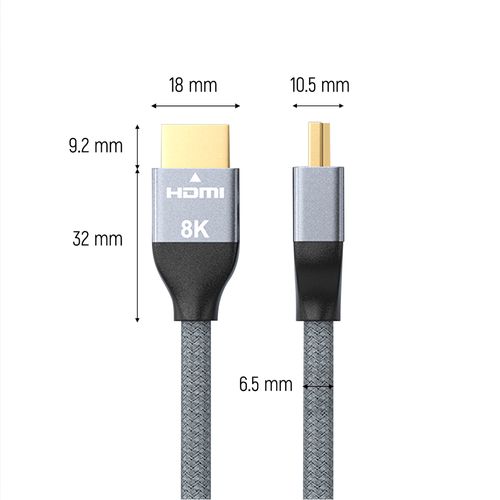Wozinsky HDMI 2.1 Cable 8K 60 Hz 48 Gbps / 4K 120 Hz / 2K 144 Hz 2 m Silver (WHDMI-20), Wozinsky 5907769300882 5907769300882