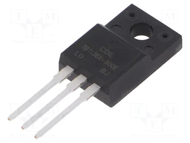 Triac; 600V; 4A; TO220FP; Igt: 10/25mA; Ifsm: 25A CDIL BT136X-600E-CDI
