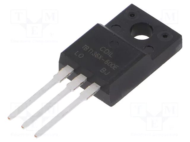 Triac; 600V; 4A; TO220FP; Igt: 10/25mA; Ifsm: 25A CDIL BT136X-600E-CDI