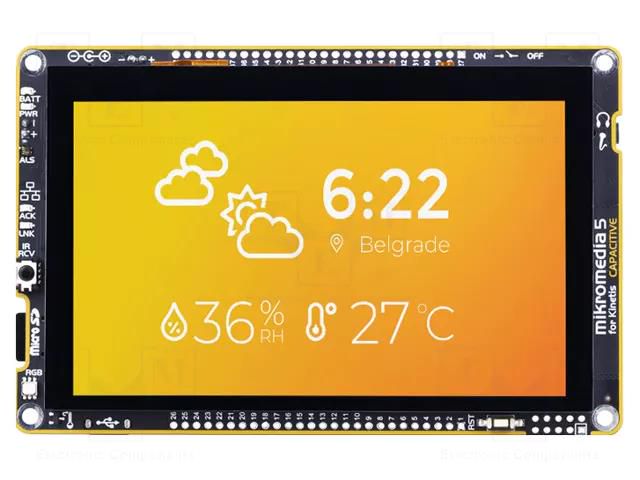 Display: TFT; 5"; 800x480; Illumin: LED; Controller: SSD1963 MIKROE MIKROE-3831