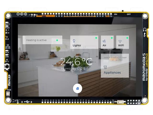 Display: TFT; 5"; 800x480; Illumin: LED; Controller: SSD1963 MIKROE MIKROE-3896