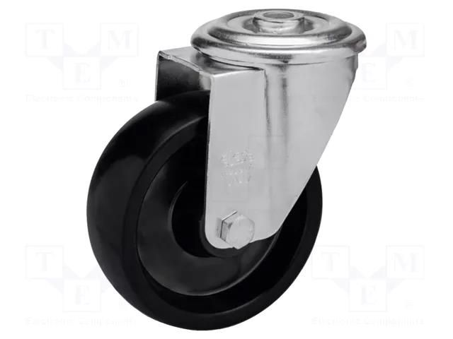 Transport wheel; Ø: 80mm; W: 35mm; H: 107mm; torsional; 127kg; steel ELESA+GANTER RE.F7-080-FBL-N-HT