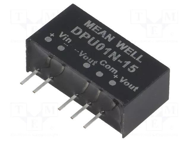 Converter: DC/DC; 1W; Uin: 21.6÷26.4VDC; Uout: 15VDC; Uout2: -15VDC MEAN WELL DPU01N-15