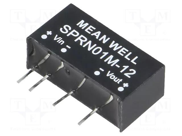 Converter: DC/DC; 1W; Uin: 11.4÷13.2VDC; Uout: 12VDC; Iout: 0÷84mA MEAN WELL SPRN01M-12