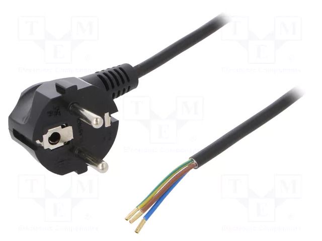 Cable; 3x0.75mm2; CEE 7/7 (E/F) plug angled,wires,SCHUKO plug PLASTROL W-97160