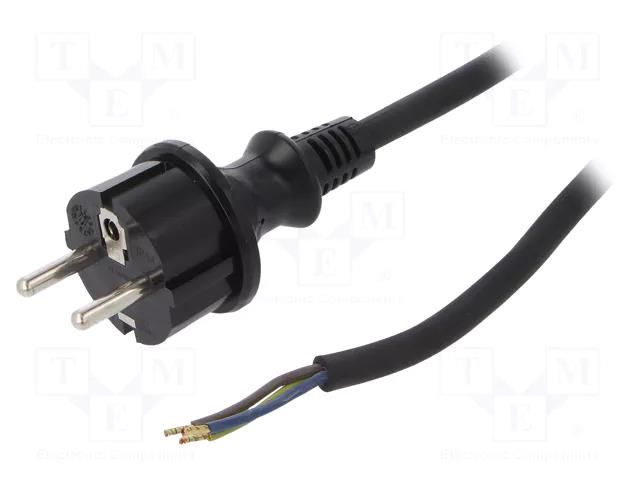 Cable; 3x1mm2; CEE 7/7 (E/F) plug,wires,SCHUKO plug; rubber; 4m PLASTROL W-97209