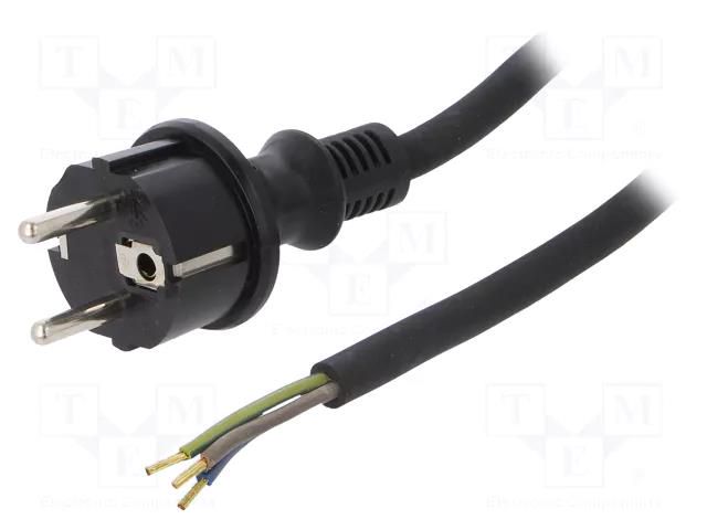 Cable; 3x1.5mm2; CEE 7/7 (E/F) plug,wires,SCHUKO plug; rubber PLASTROL W-97215