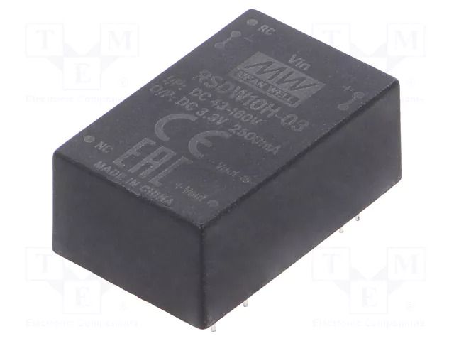 Converter: DC/DC; 10W; Uin: 43÷160VDC; Uout: 3.3VDC; Iout: 2500mA MEAN WELL RSDW10H-03