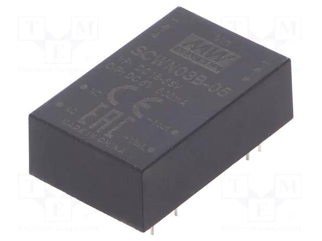 Converter: DC/DC; 3W; Uin: 18÷36VDC; Uout: 5VDC; Iout: 600mA; DIP24 MEAN WELL SCWN03B-05