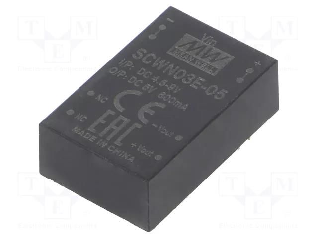 Converter: DC/DC; 3W; Uin: 4.5÷9VDC; Uout: 5VDC; Iout: 600mA; DIP24 MEAN WELL SCWN03E-05